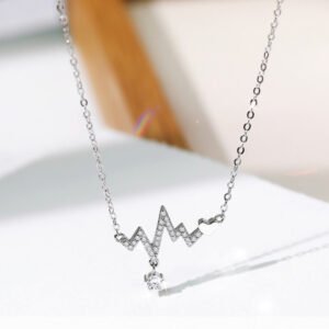 Titanium steel necklace beating heart design silver color