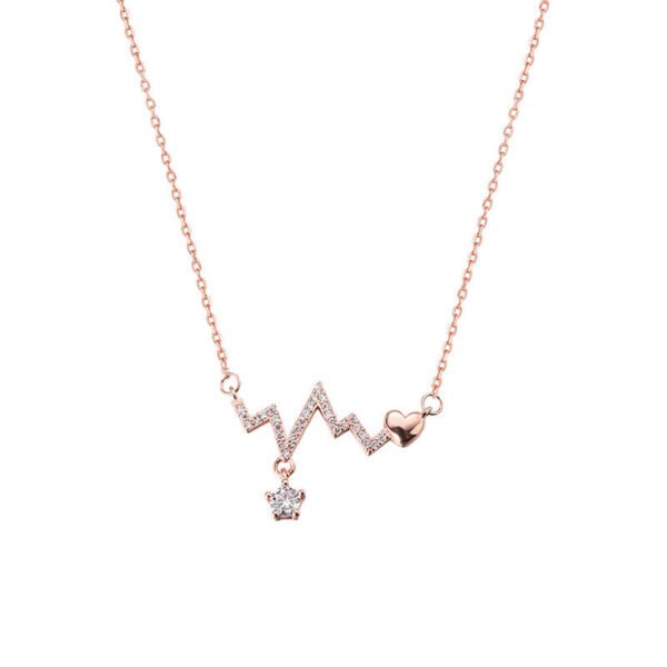 Titanium steel necklace beating heart design rose gold color