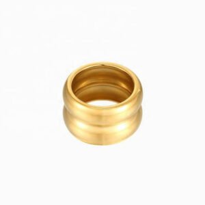 13mm Wide 18K Gold IP Plateding Stainless Steel Smooth Wedding Band Chunky Ring Gorgeous Detailed Gold Blod Ring For Ladies