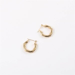 High End 18K Gold Plated Twist Hoop Earring 26mm Tube Earring Stainless Steel Jewelry