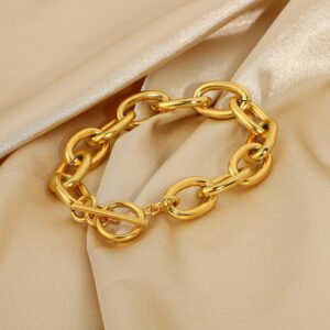 Women Jewelry Set Miami Cuban Chain Bracelet Bangle Flat Snake Stacking 18K Gold Plated Stainless Steel Bracelet