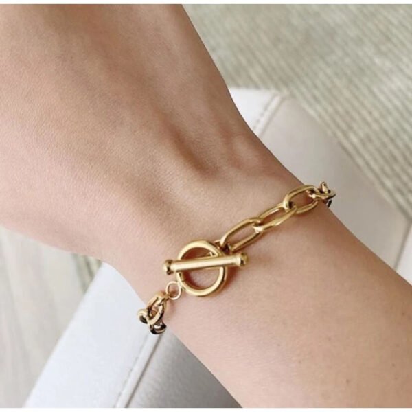 Women Jewelry Set Miami Cuban Chain Bracelet Bangle Flat Snake Stacking 18K Gold Plated Stainless Steel Bracelet