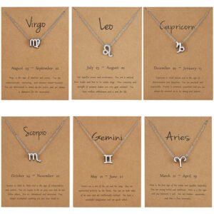 Birthday Gift Gold Plated 12 Zodiac Sign Pendant Card Charm Gold Chain Choker Astrology Necklace Jewelry For Women