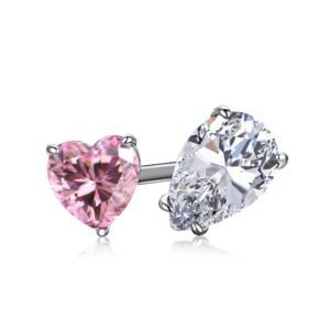 Fine 925 Sterling Silver CZ Cubic Zirconia Openning Adjustable Heart Rings Jewelry Women Promise Engagement Wedding Ring