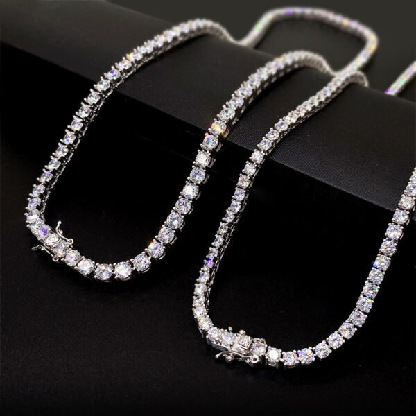 4mm 925 Sterling Silver VVS Moissanite Diamond Cluster Iced Out Tennis Chain Bracelet Necklace