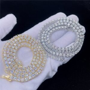 5MM Silver moissanite chain link bracelets necklaces