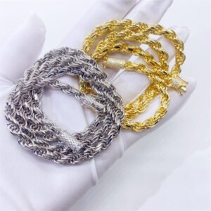 6mm Hiphop rope chain necklace S925 silver moissanite