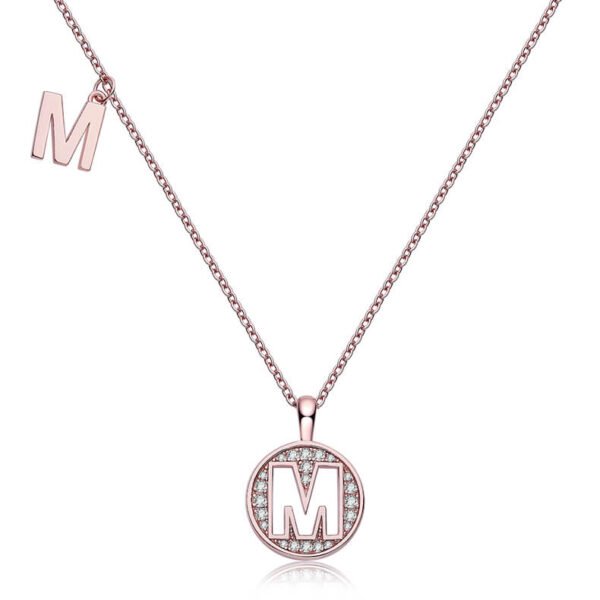 925 Silver Moissanite Letter Pendant M Necklace Sinocre.com