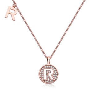 925 Silver Moissanite Letter Pendant R Necklace Sinocre.com