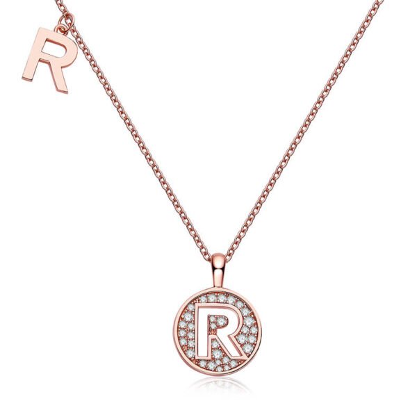 925 Silver Moissanite Letter Pendant R Necklace Sinocre.com