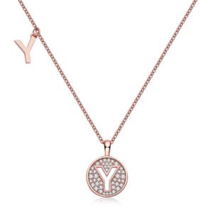 925 Silver Moissanite Letter Pendant Y Necklace Sinocre.com