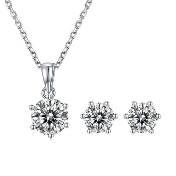 6claws round moissanite jewelry set