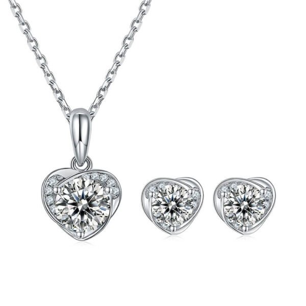 fashion heart shape round moissanite jewelry set