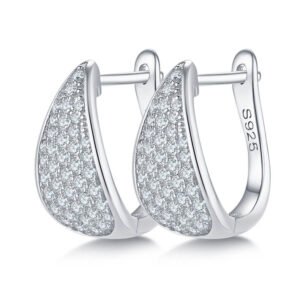 925 Silver 5 Rows Tiny Moissanite Huggie Earrings