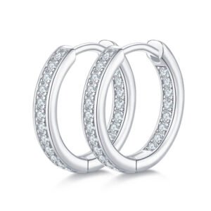 925 Silver Huggie Earrings With 20pcsTiny Moissanite