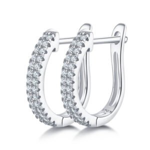 925 Silver 2 Rows Moissanite Huggie Earrings