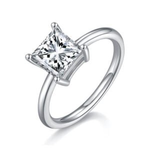 Classic Pincess Cut Square Shape 1ct 2ct Moissanite Ring