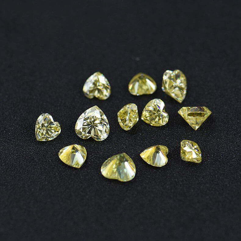 Heart Cut D EF GH Color lemen yellow Moissanite stones